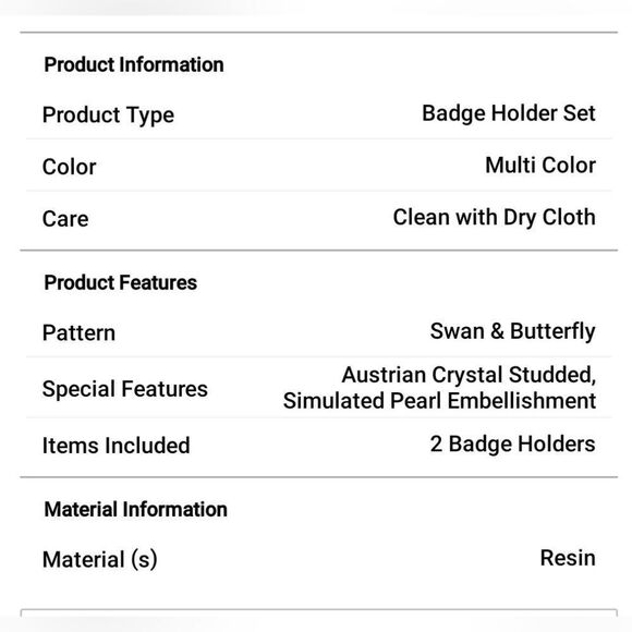 Austrian Crystal Swan & Butterfly Badge Holder - Picture 15 of 15